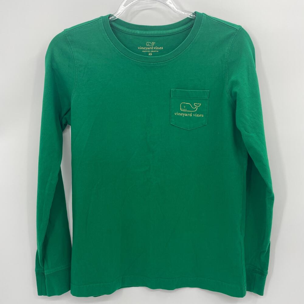 VINEYARD VINES Womens Long Sleeve Cotton Shirt Size XS Vibrant Green Crew Neck